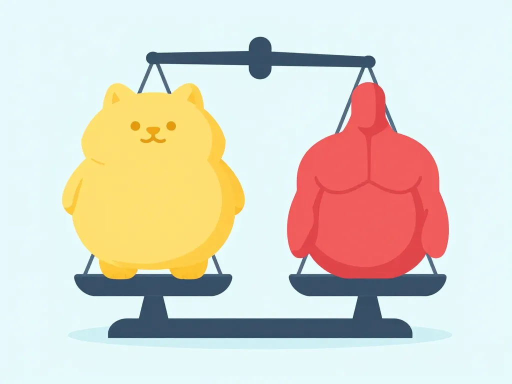 Schéma 1kg de gras vs 1kg de muscle volume