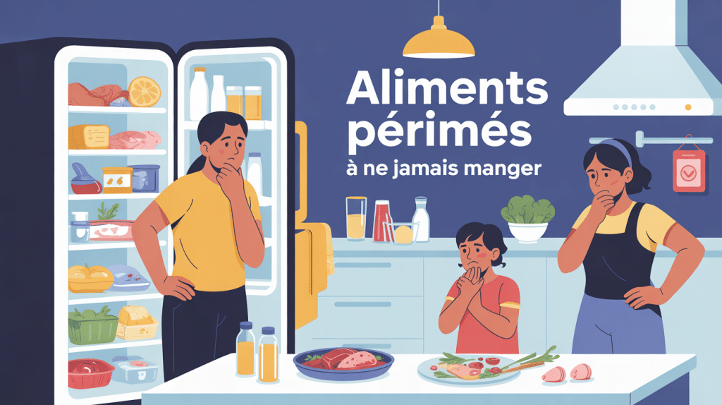 5 aliments périmés à ne surtout pas manger, famille devant frigo rempli d’aliments risqués