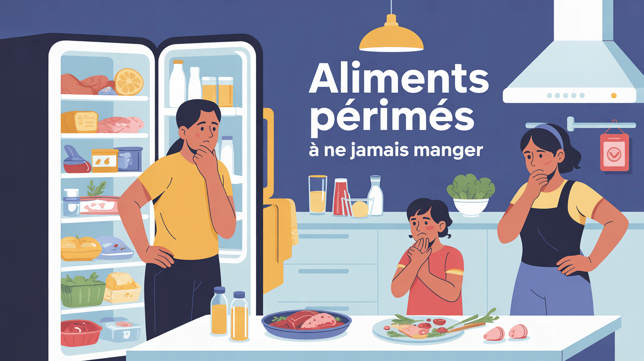 5 aliments périmés à ne surtout pas manger, famille devant frigo rempli d’aliments risqués