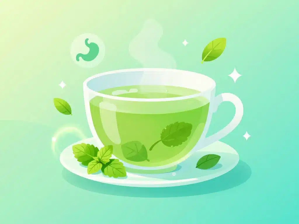 synopsis visuel bienfait du thé vert menthe sur la santé