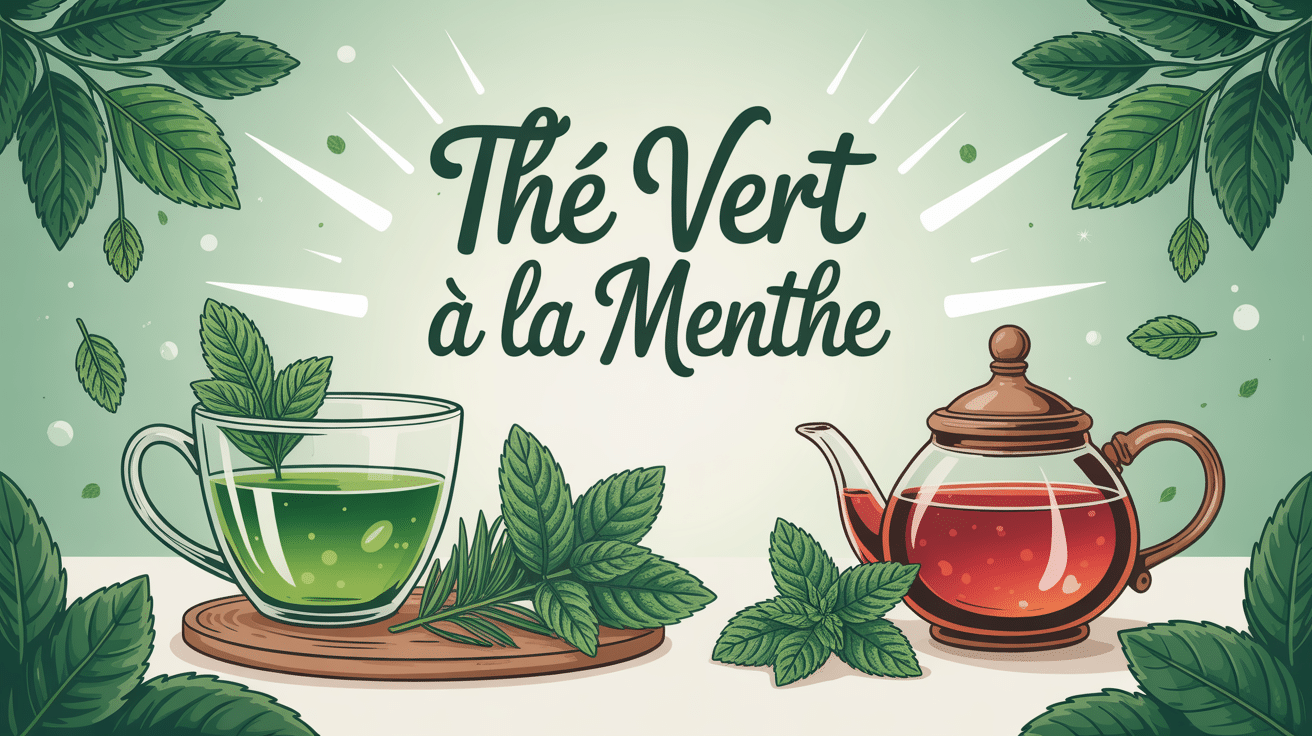 illustration bienfait du thé vert menthe vectorielle ambiance fraîche