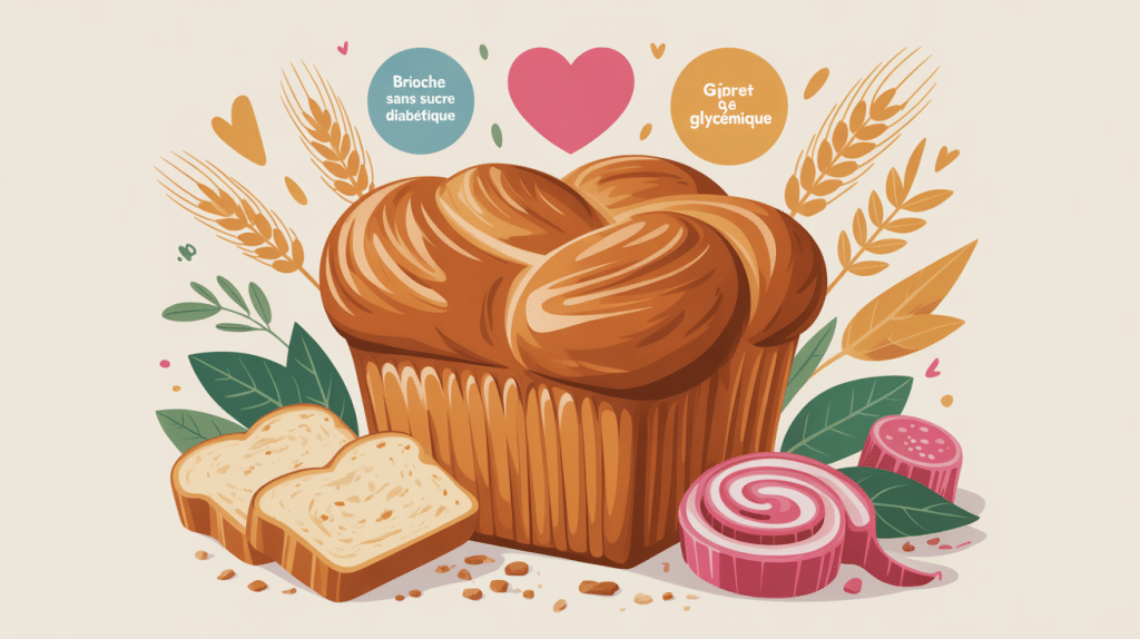 Brioche sans sucre pour diabetique, illustration santé cœur et fibres
