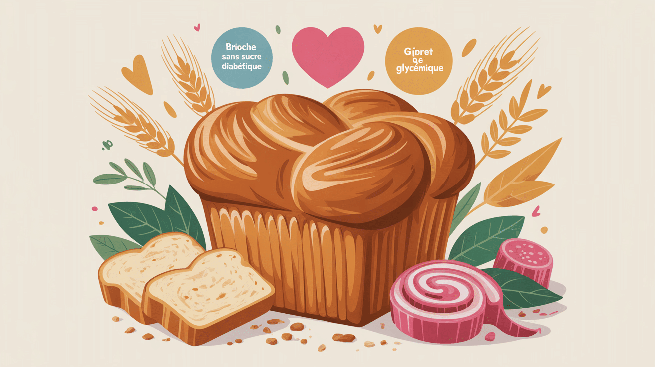 Brioche sans sucre pour diabetique, illustration santé cœur et fibres