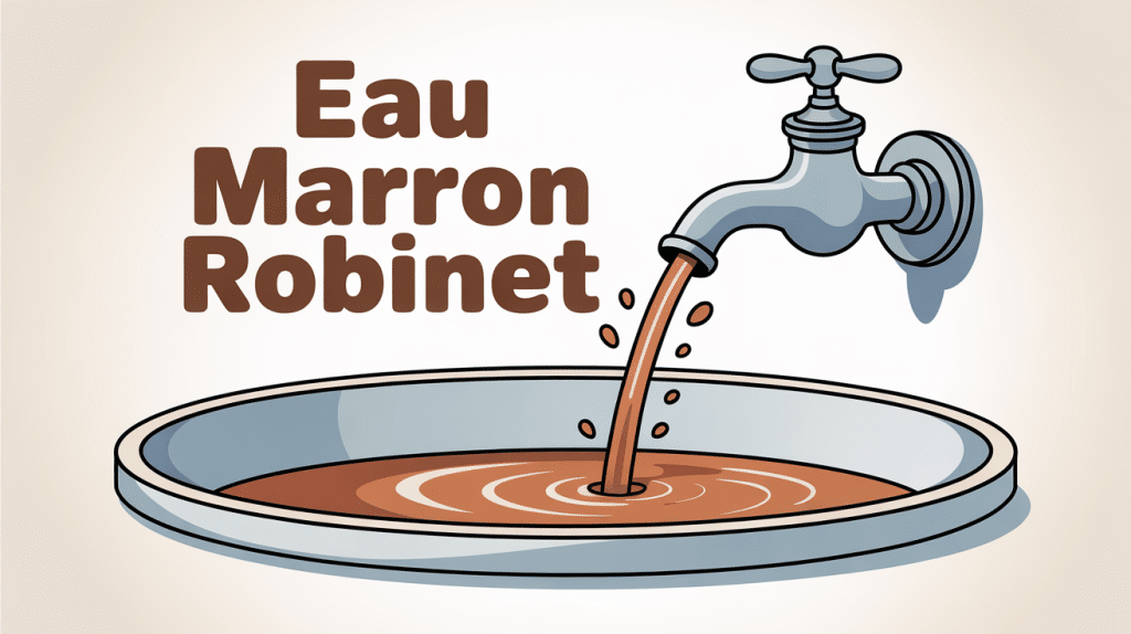 eau marron robinet danger vue en évier blanc dessin minimaliste
