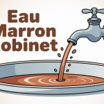 eau marron robinet danger vue en évier blanc dessin minimaliste