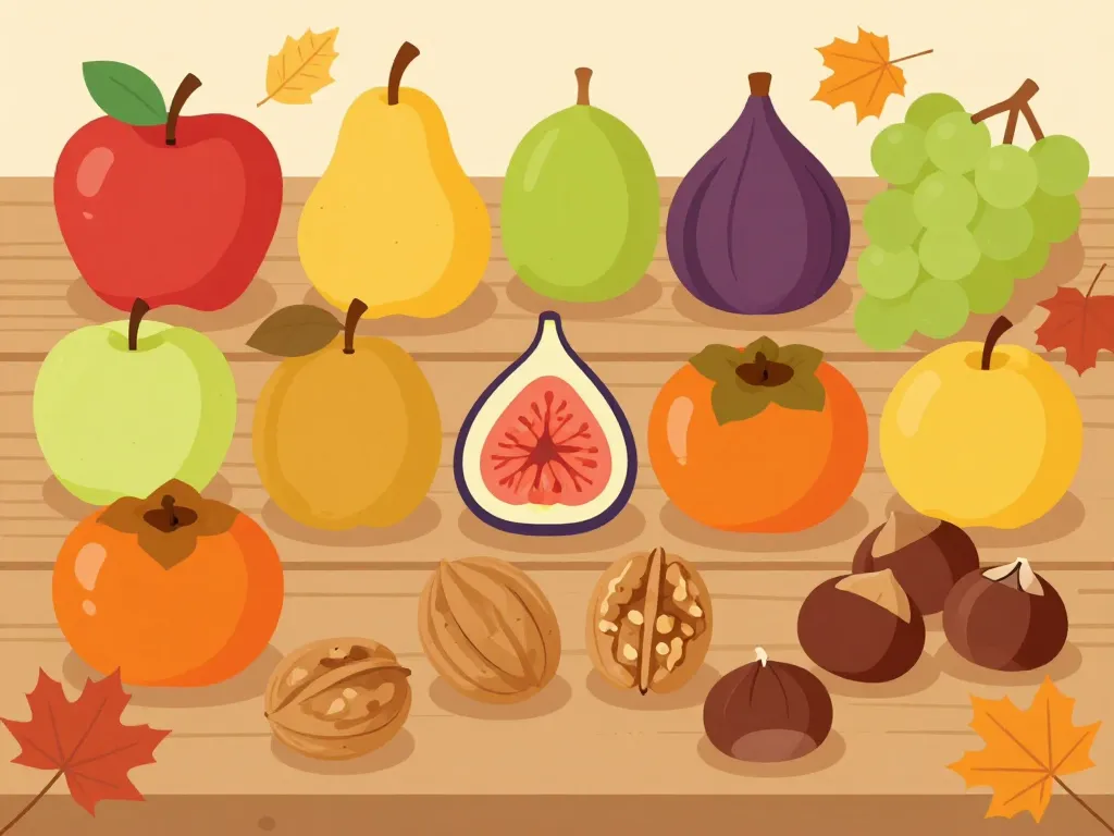fruits de saison automne variété France illustration