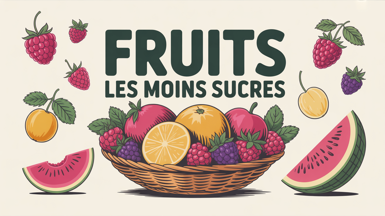 Fruits les moin sucre en corbeille colorée