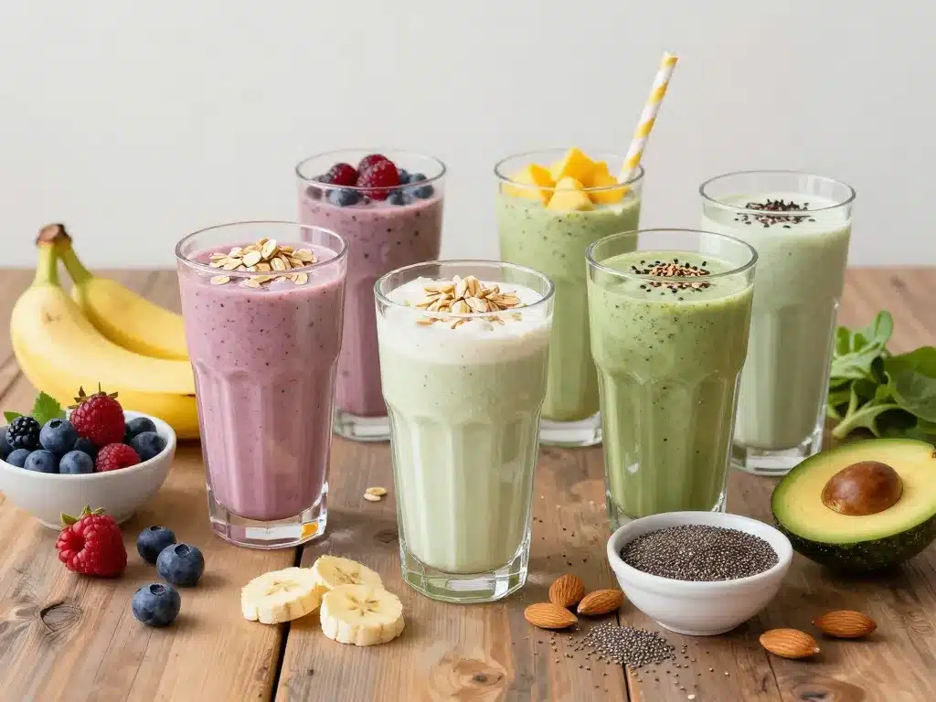 Recettes smoothie petit dejeuner complet verres et bols