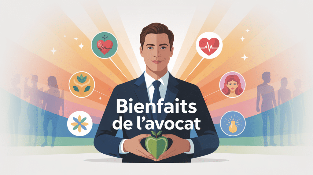 Les bienfaits de l avocat représentés autour d un avocat central