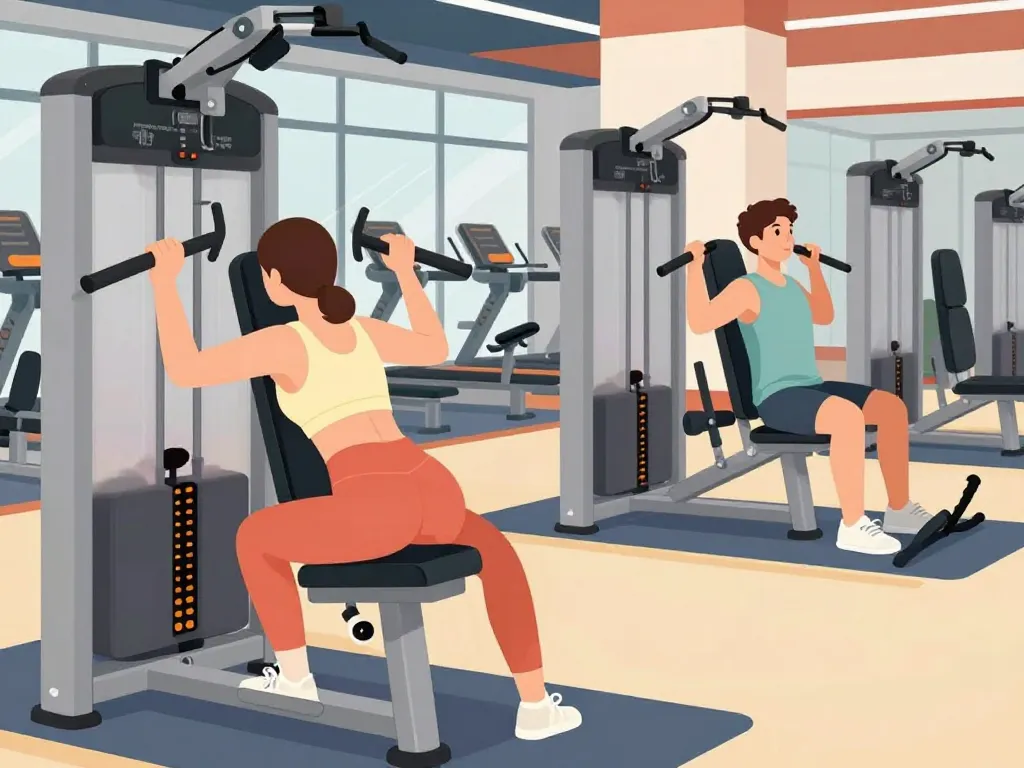 machine fessiers salle de sport illustration réglages et posture