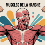 Illustration muscle de la hanche entouré de muscles stylisés