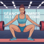 Illustration séance jambes salle femme squat dynamique
