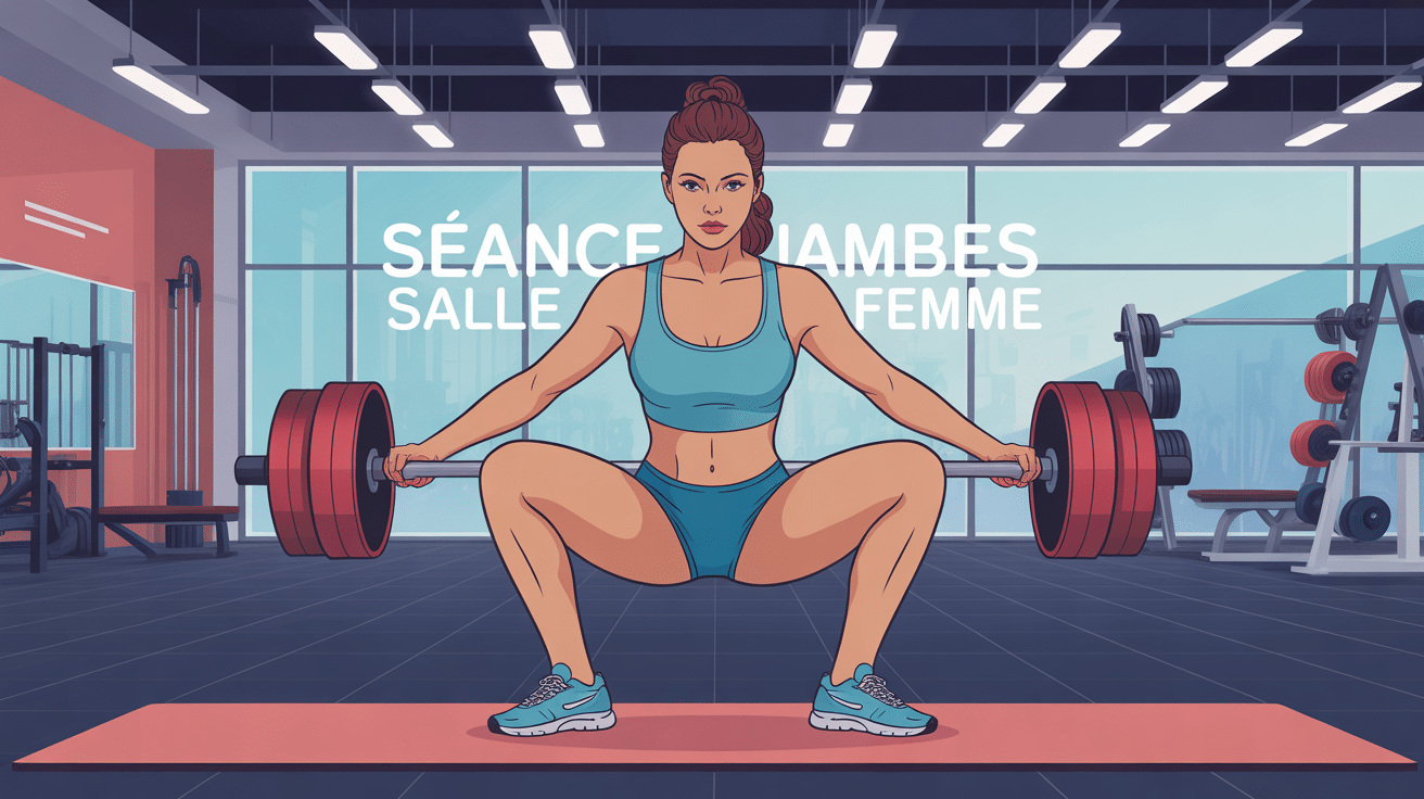 Illustration séance jambes salle femme squat dynamique