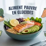 bol aliments pauvre en glucide saumon avocat légumes