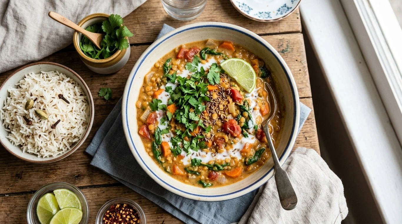 Curry de lentilles corail aux légumes