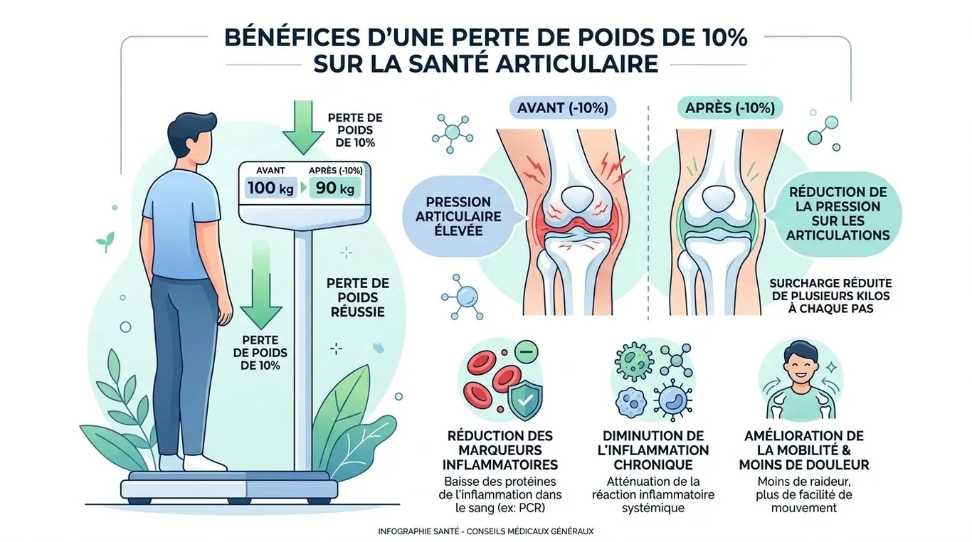 Infographie : Les bénéfices d'une perte de poids de 10% sur la santé articulaire