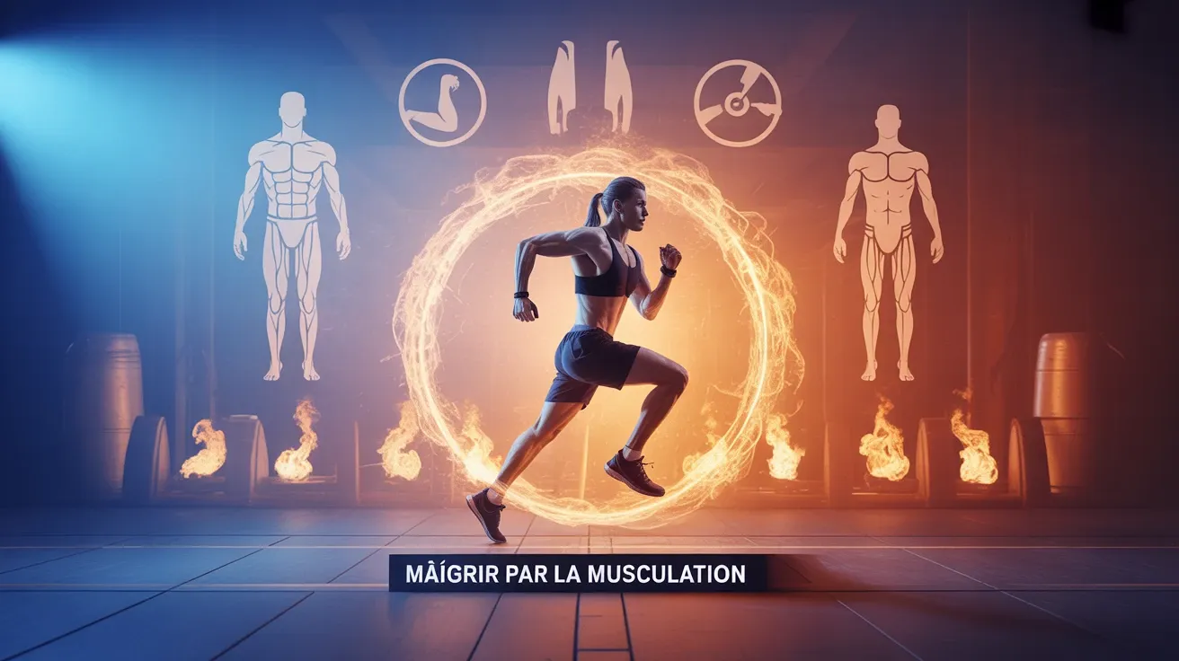Maigrir par la musculation, silhouette haltères, métabolisme