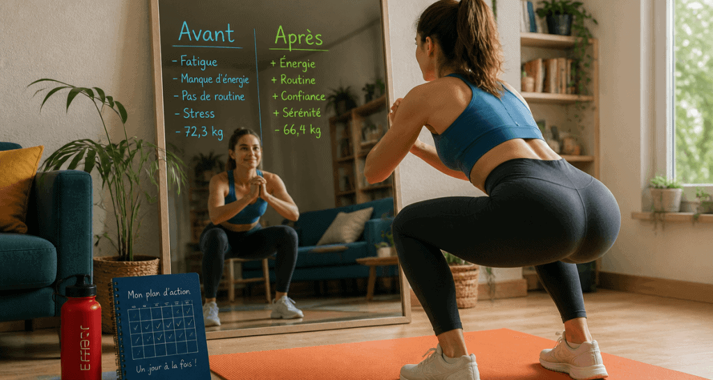 50 squats par jour avant apres femme miroir
