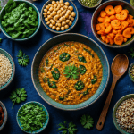 aliment bon pour la santé, plat végétal et légumes
