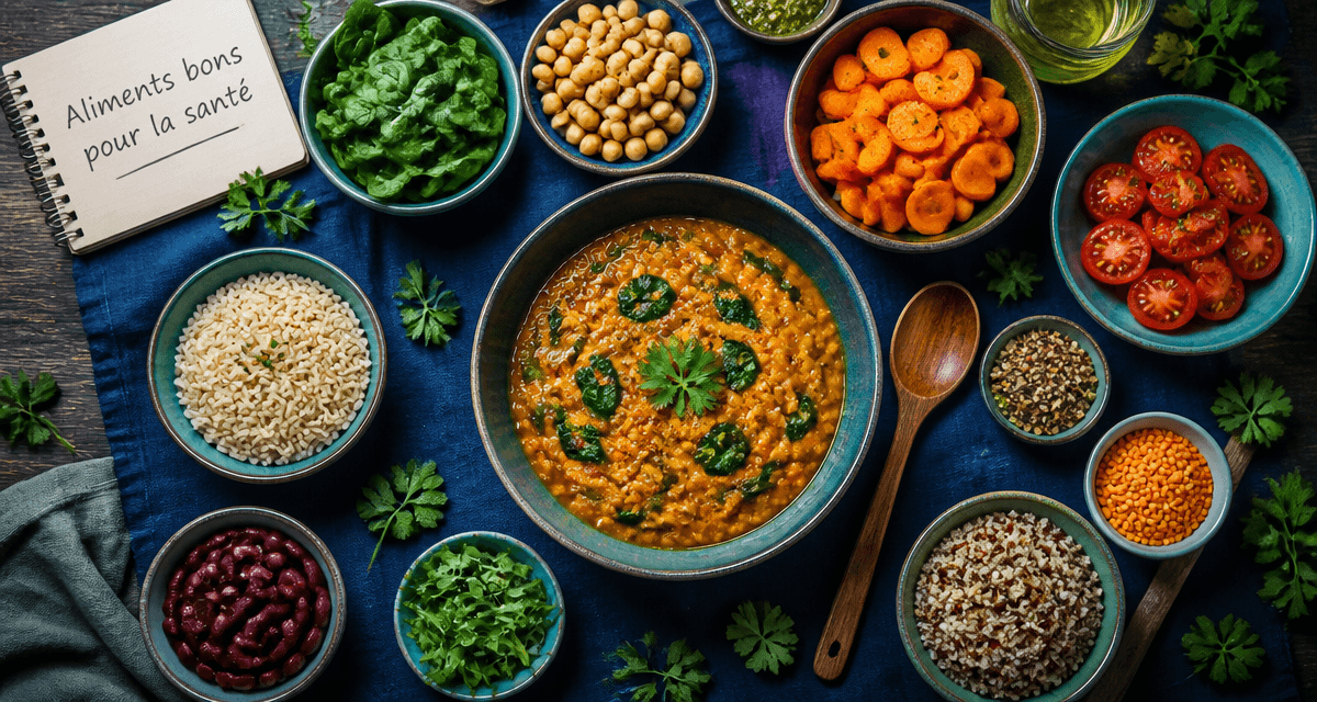 aliment bon pour la santé, plat végétal et légumes