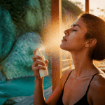 Bienfaits eau thermale femme terrasse