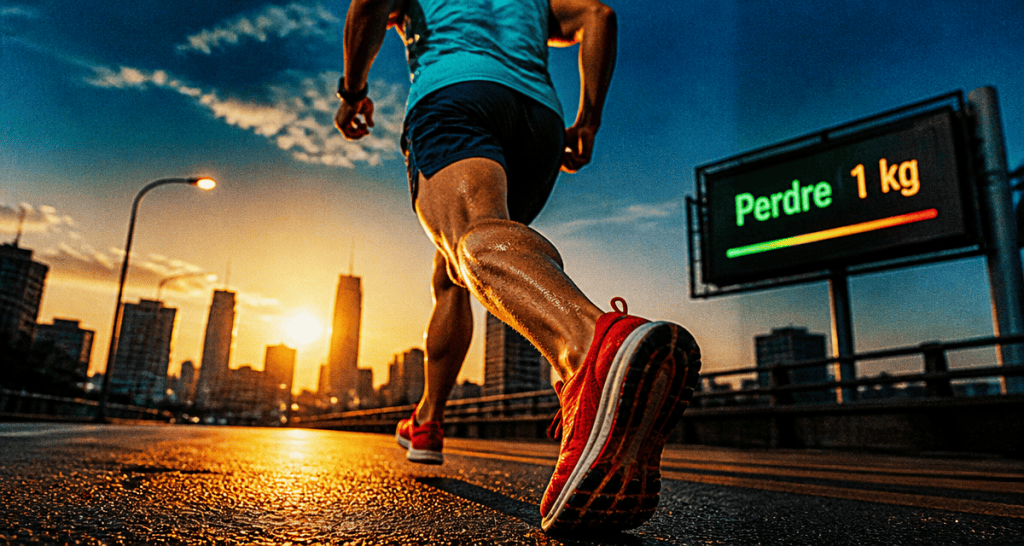 courir combien de temps pour perdre 1 kg, coureur urbain au lever du soleil