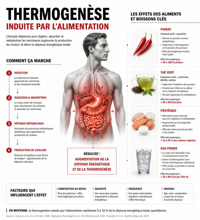 Infographie sur les aliments qui boostent le métabolisme et la thermogenèse