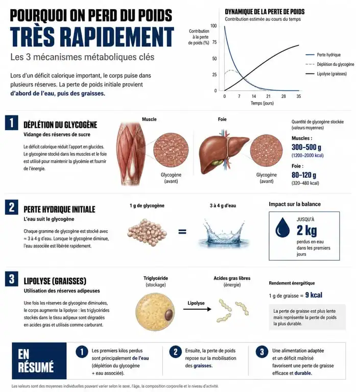 Infographie explicative des mécanismes biologiques du régime rapide et efficace