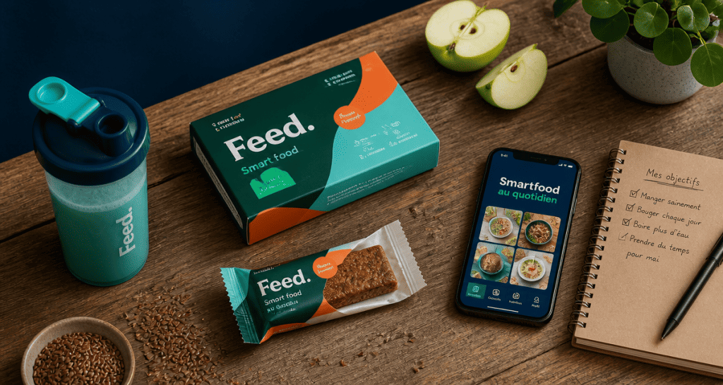 barre repas marque feed sur bureau contemporain