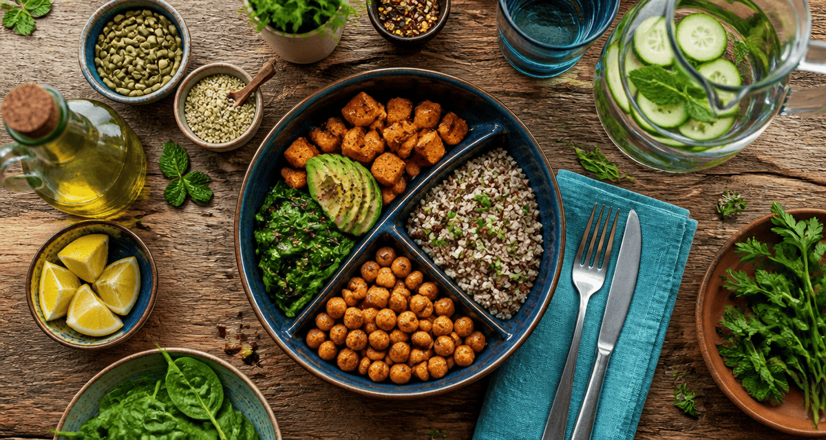 nourriture healthy assiette légumes quinoa pois chiches
