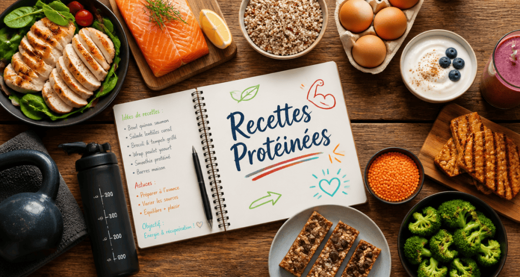 recette riche en proteine musculation table ingrédients variés