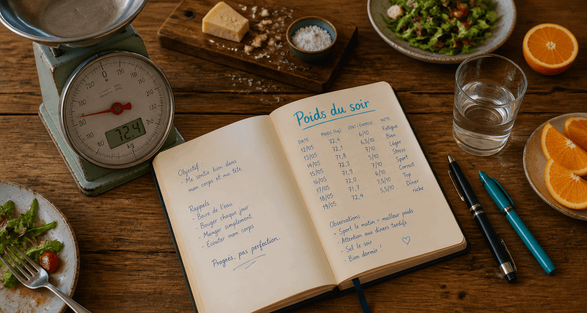 si on se peser le soir combien enlever balance carnet repas