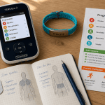 tens eco 2 quel programme choisir, appareil et électrodes sur bureau