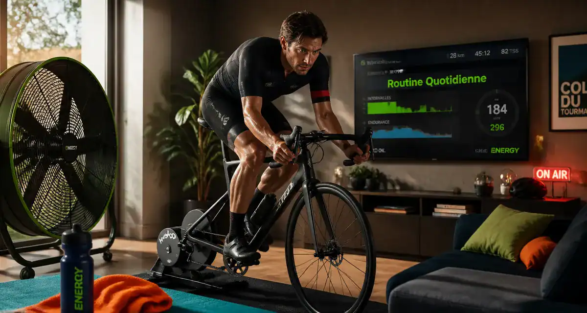 1h de home trainer par jour cycliste salon moderne