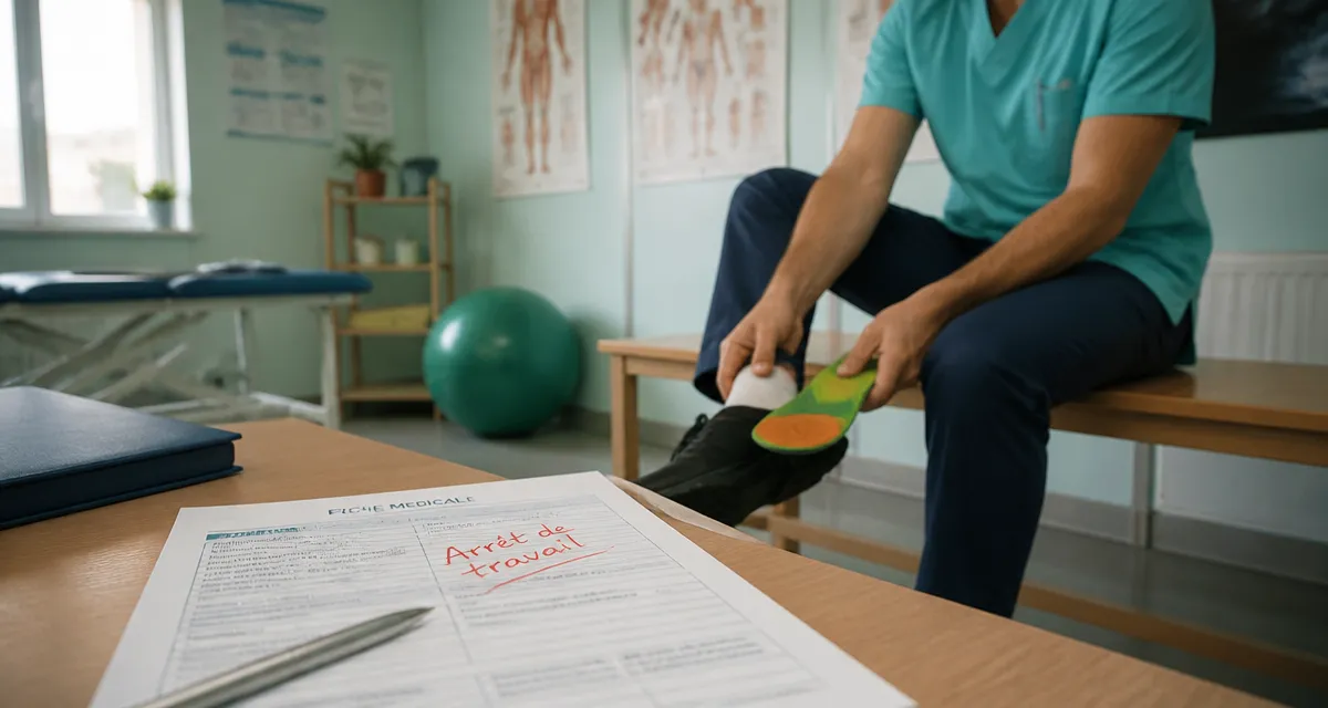 Aponévrosite plantaire durée arrêt de travail patient kinésithérapie