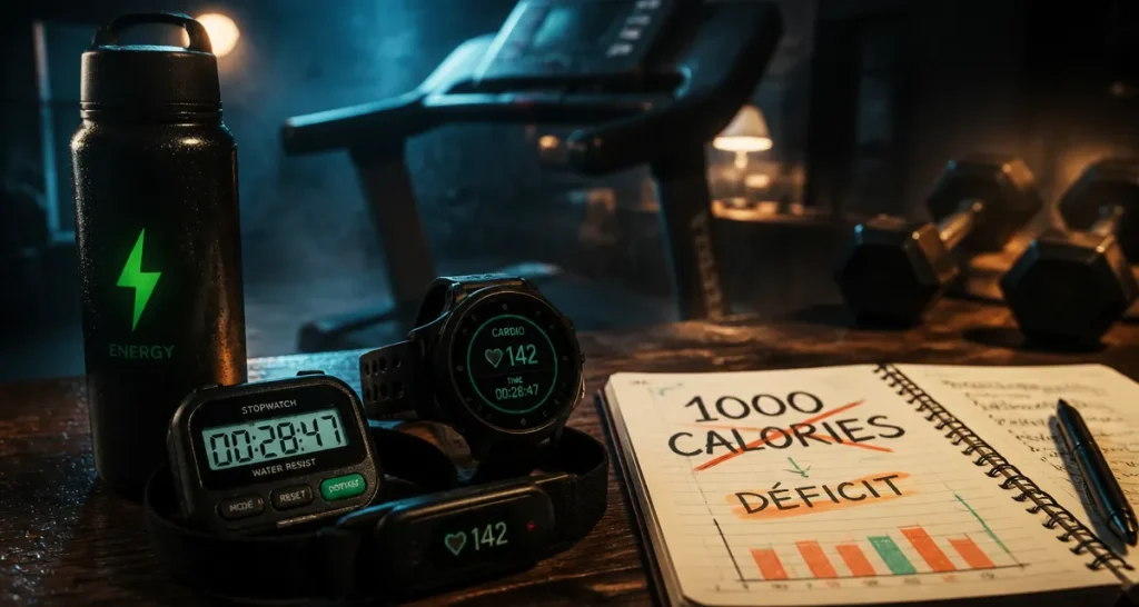 Bruler 1000 calories par jour : chronomètre, cardio et déficit