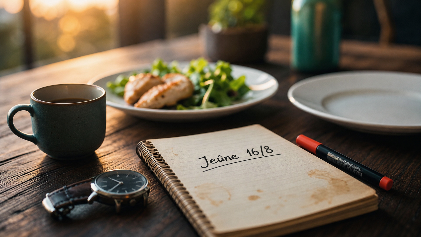 Comment faire le jeune intermittent 16/8 : 4 étapes sans fatigue, tableau et carnet « Jeûne 16/8 »