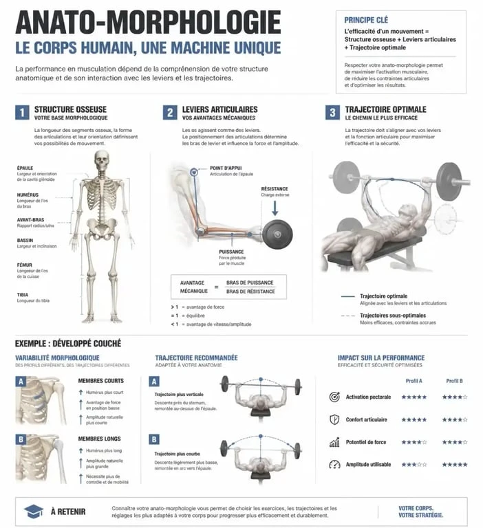 Infographie sur l'anato-morphologie et la méthode de musculation Delavier
