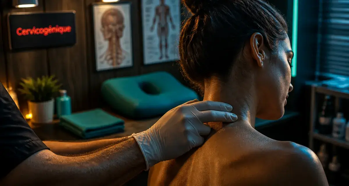 Maux de tete et cervicales : palpation nuque, tension et cervicales