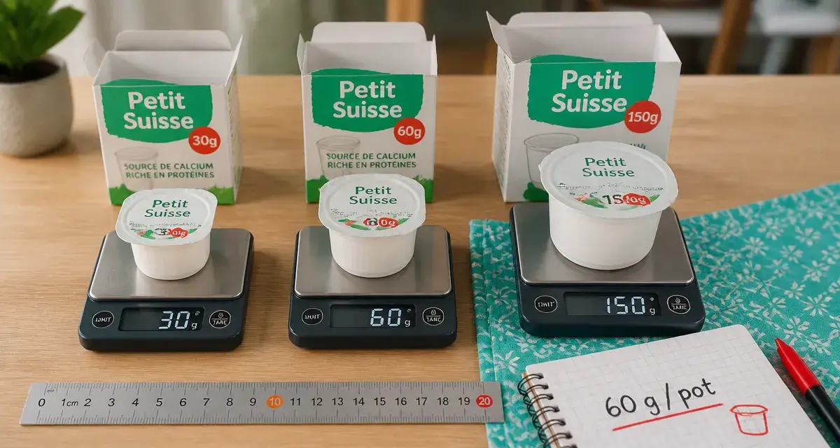 Poids d’un petit suisse 30g 60g 150g : éviter les erreurs de dosage