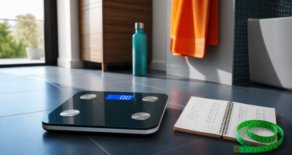 Se peser tous les jours balance salle de bain carnet