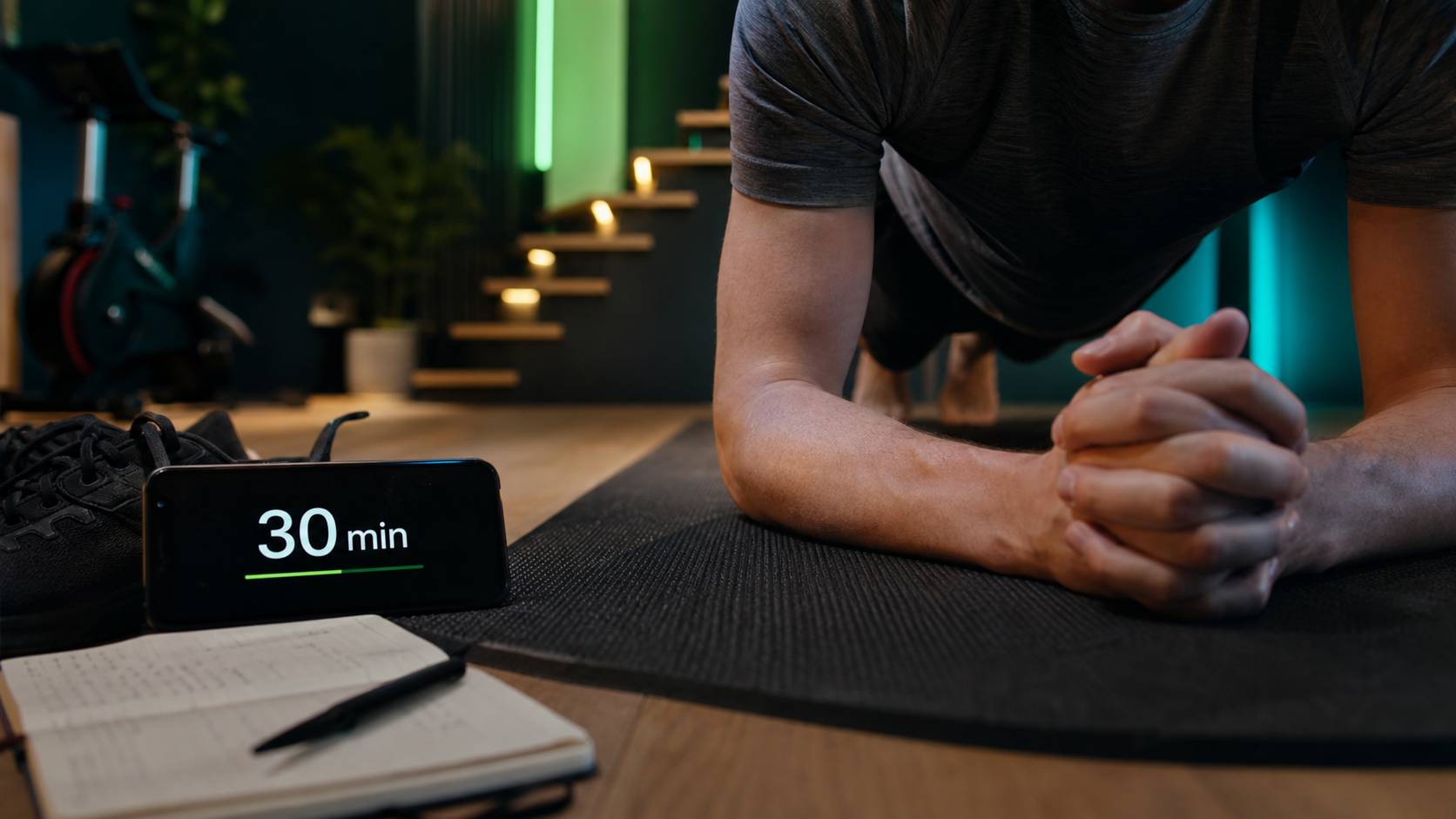 30 min de sport par jour : gainage, chrono et tapis de sport