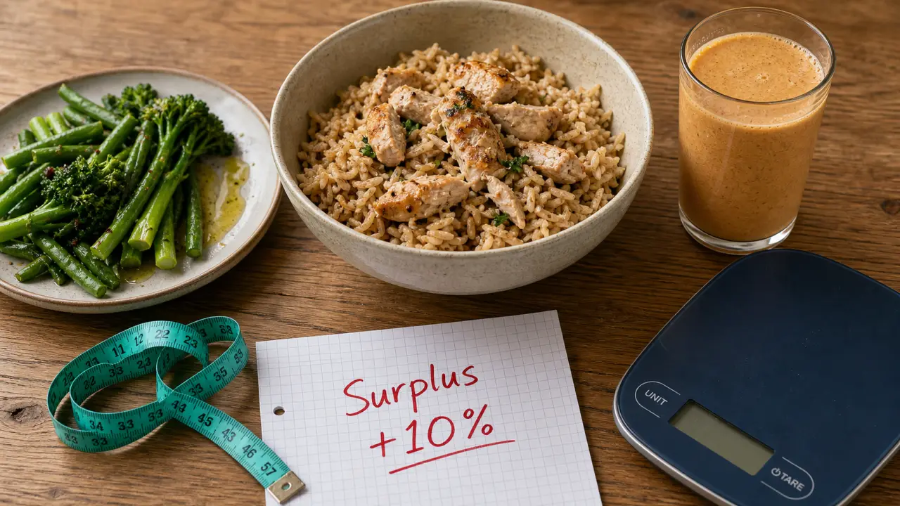 Alimentation prise de masse : surplus calories, riz poulet et légumes