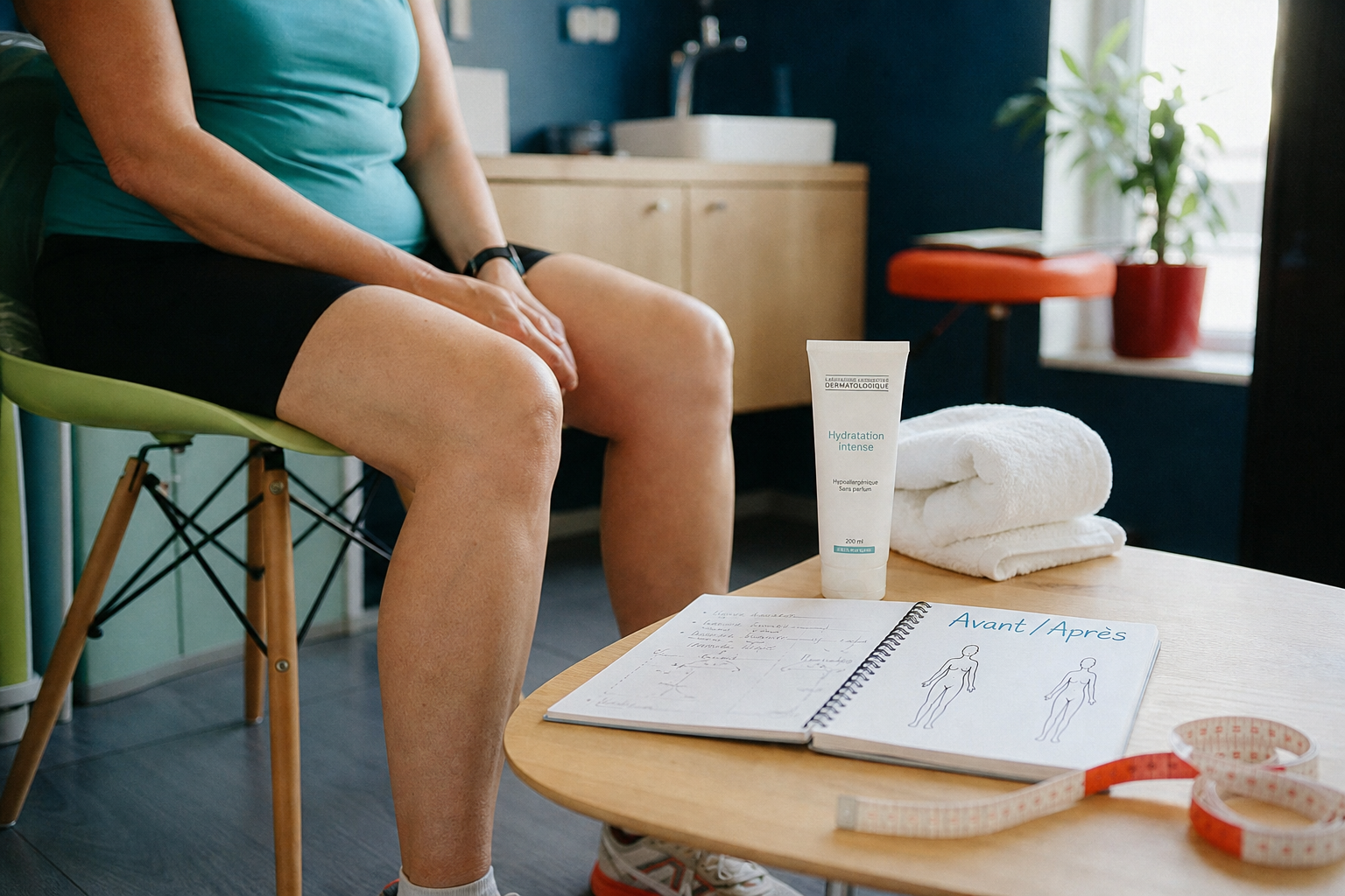 Cellulite aqueuse avant apres : vue avant/après avec drainage, sport et soins ciblés
