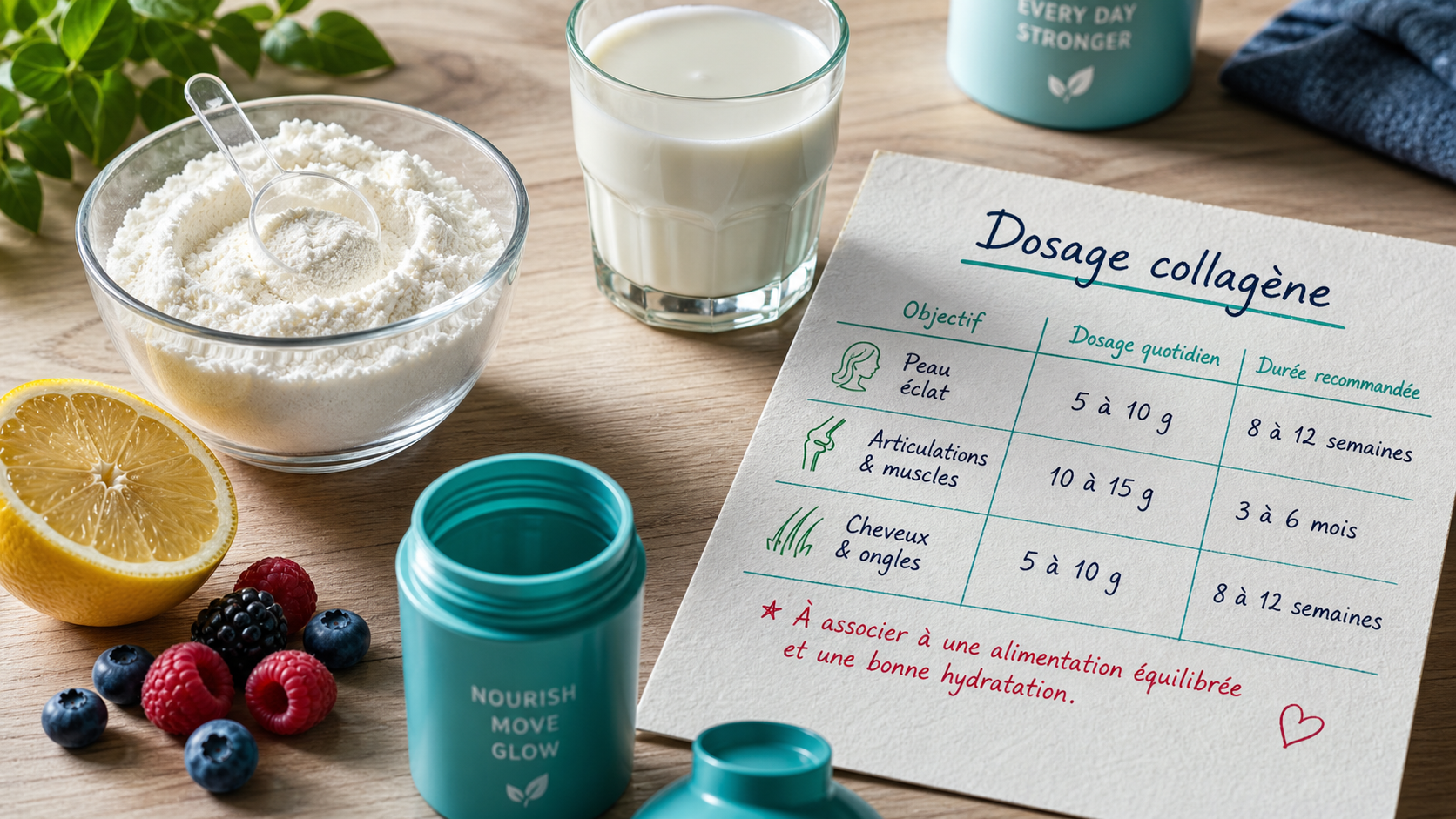 Combien de collagène par jour : dosages collagène
