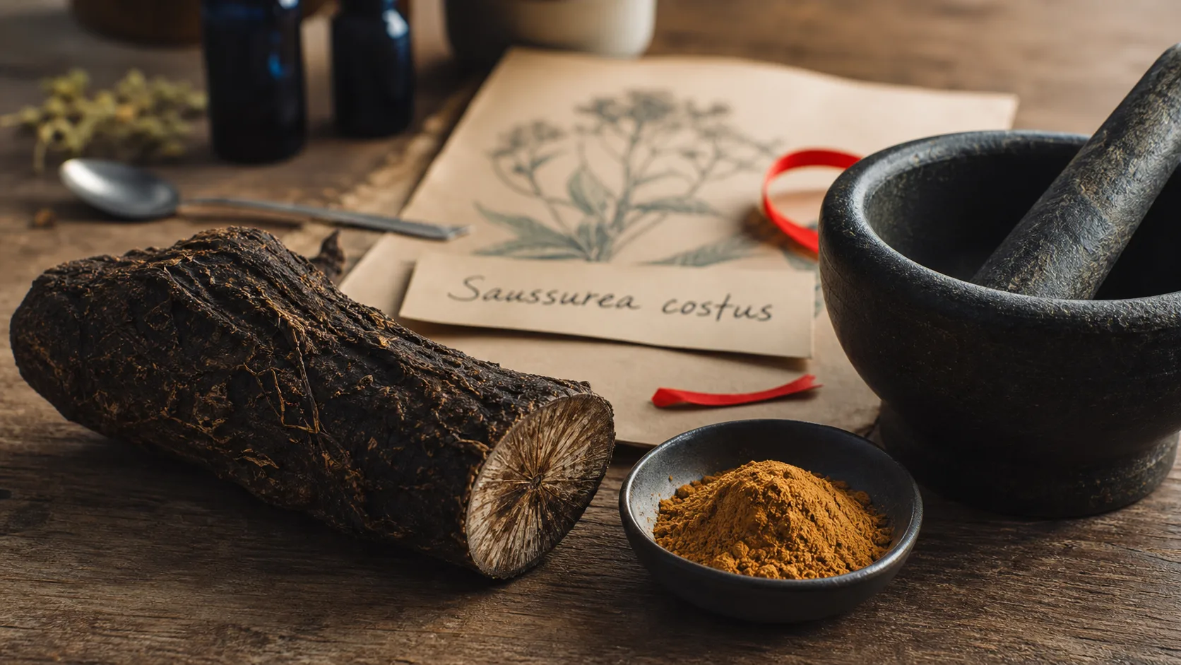 Costus indien bienfaits : racine Saussurea costus, poudre digestive