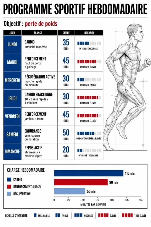 Infographie du programme sportif pour maigrir par le sport