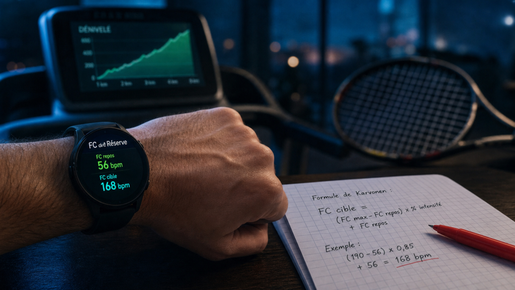 Fréquence cardiaque de reserve : calcul de Karvonen et zones d’effort sur montre cardio