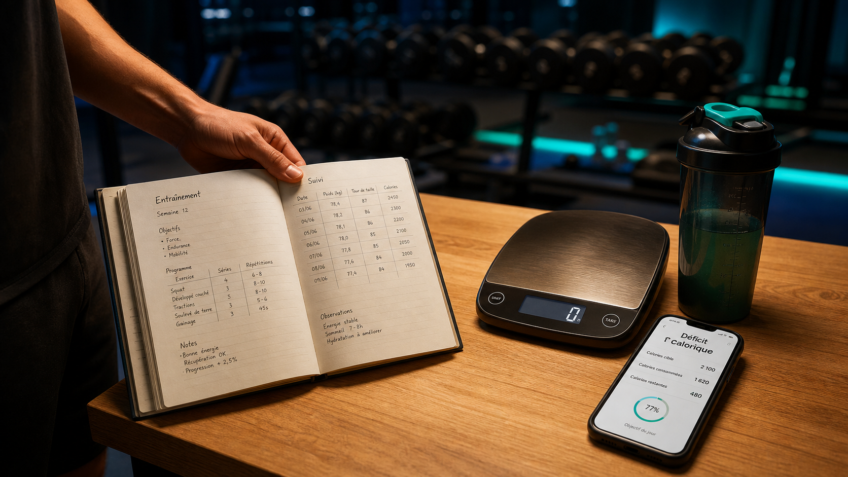 Maigrir par le sport programme : carnet d’entraînement, balance et déficit calorique
