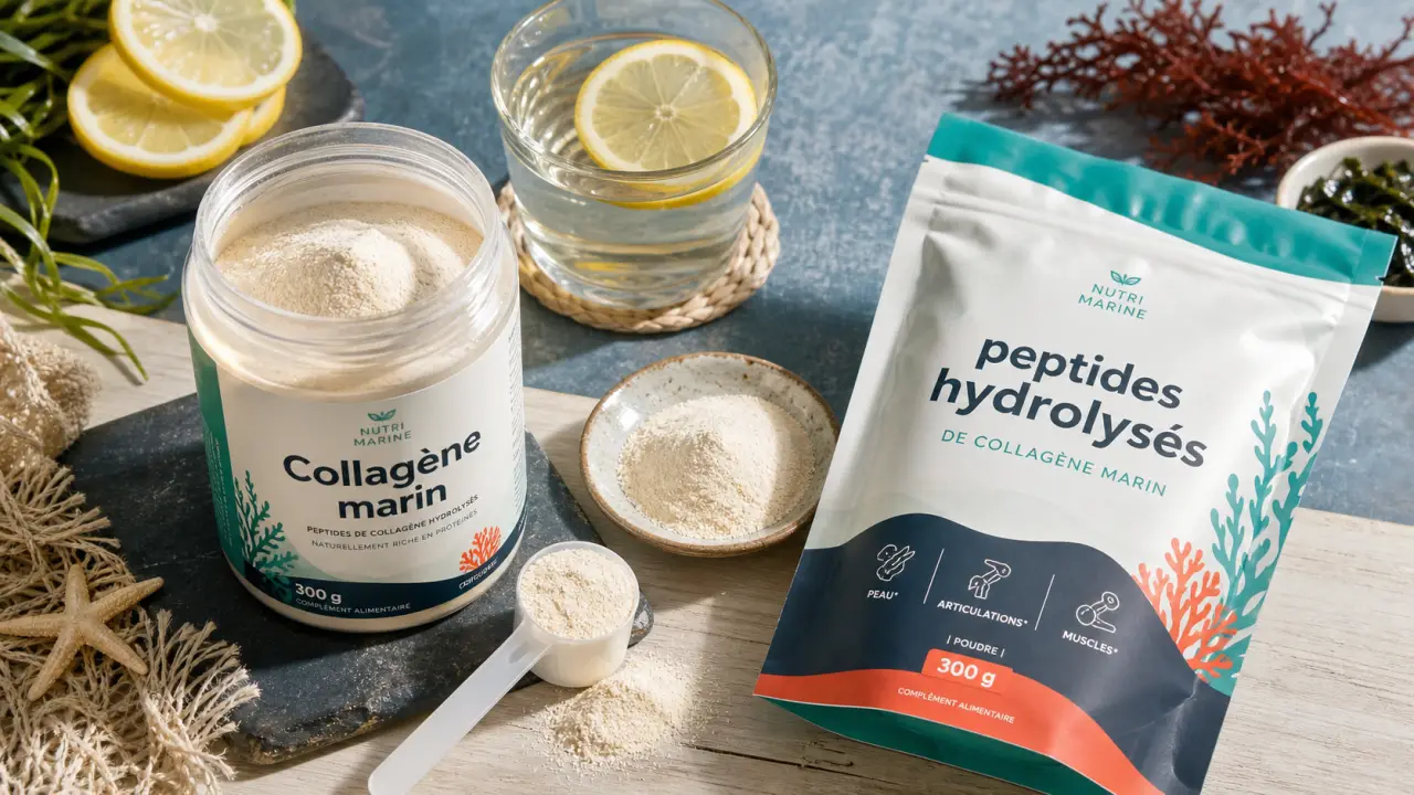 Meilleur collagene marin hydrolyse 10 g par jour, peptides en poudre